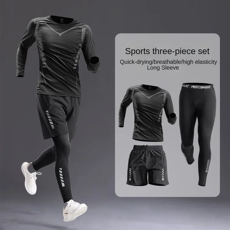 Ensemble de sport toutes saisons pour hommes, survêtement pour la course à pied, le cyclisme, le fitness et la randonnée, vêtements de sport pour hommes, le jogging, la boxe, 5 pièces