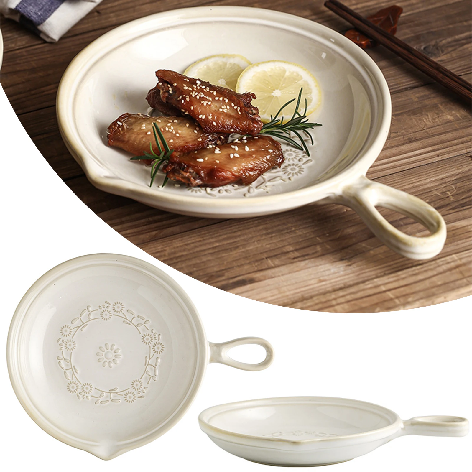 Ceramic Serving Plates With Handle Exquisite Household Tea Snack Plate For Household