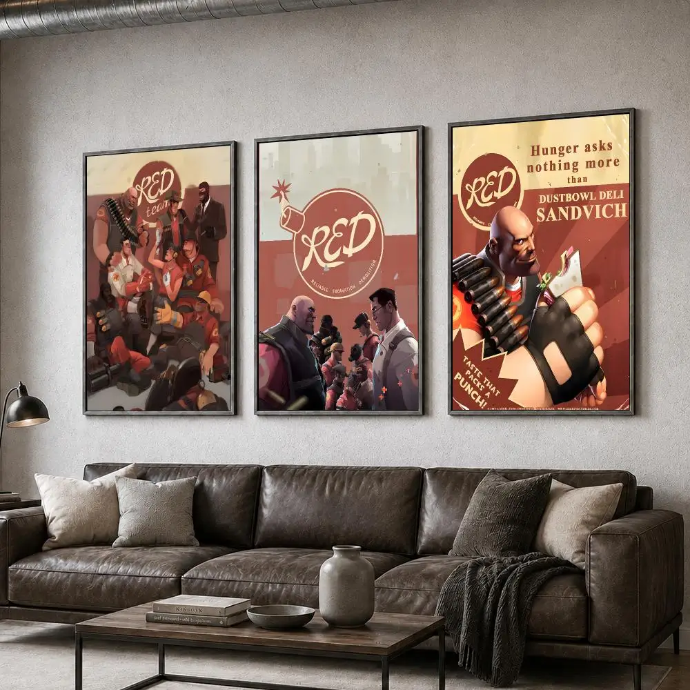 Game Team Fortress 2 Valve FPS Classes Poster  PP Self Adhesive Home Garage Dorm Bar Wall Decor Aesthetic Retro Gift
