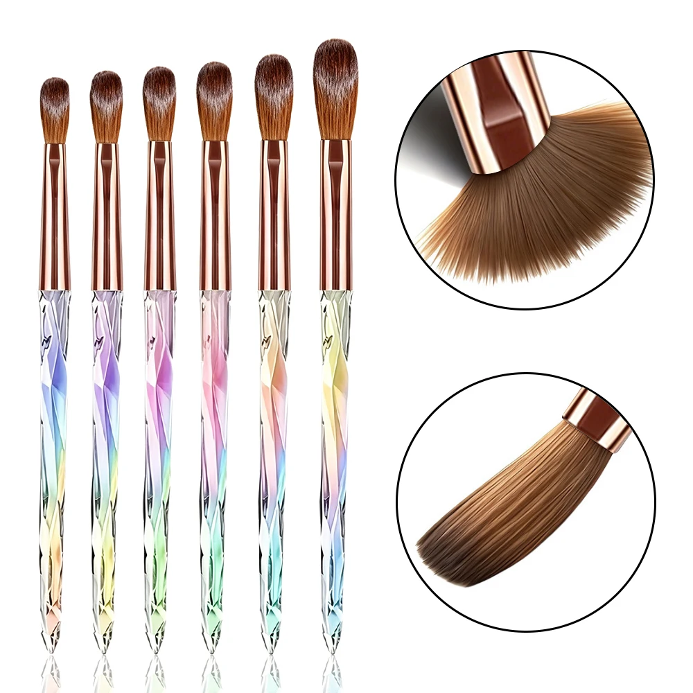 6pcs 3D Carving Brush Kit Acrylic Nail Brush Set Aurora Multi Size Professional Brushes Acrylic Application Powder Extension