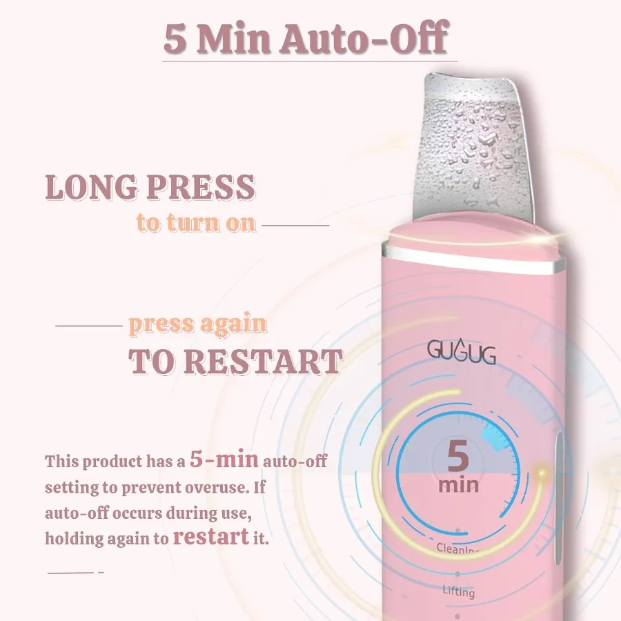 GUGUG 스킨 스크러버 페이스 주걱 스킨 주걱 블랙 리무버 모드 4개 포함 모공 클리너 스킨 케어 도구핑크