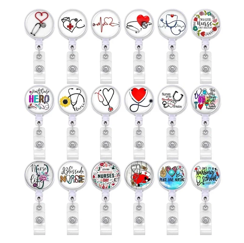 Retractable ID Name Badge Reel For Doctors Nurses Work Card Holder Accessories Workers Pass Staff Employee\'s Card Clip