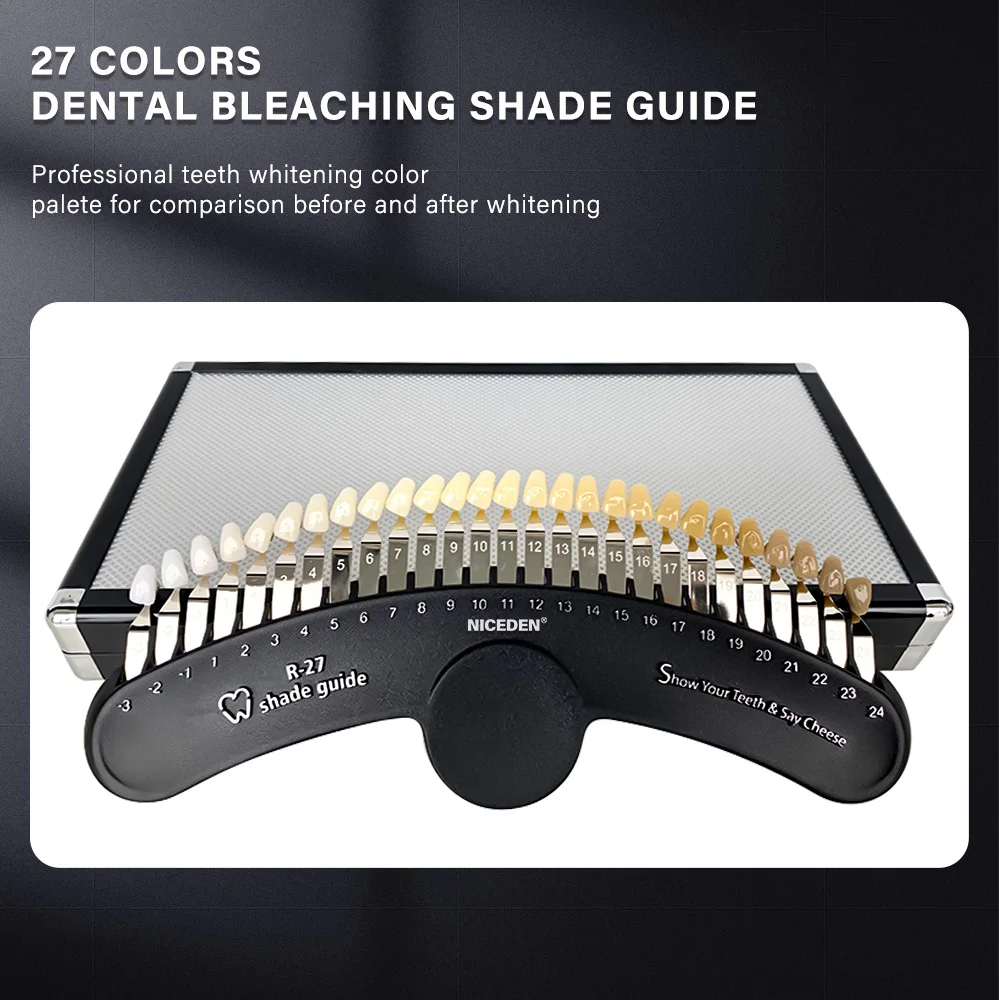 27 Colors Teeth Whitening Set 3D Shade Guide Tooth Shade Chart Board Color Comparator White Bleaching Den tal Plate