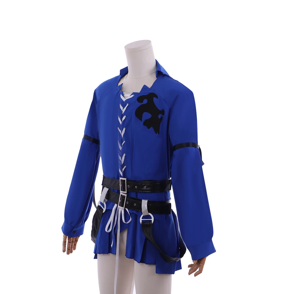 Game Final Fantasy XIV Cosplay Estinien Costume Blue Coat Halloween Carnival  Role Play Jacket with Accessories