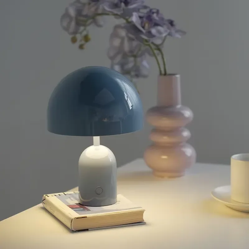 Modern simple LED desk lamp with acrylic bell shade, rechargeable battery, portable, suitable for bedside desk use