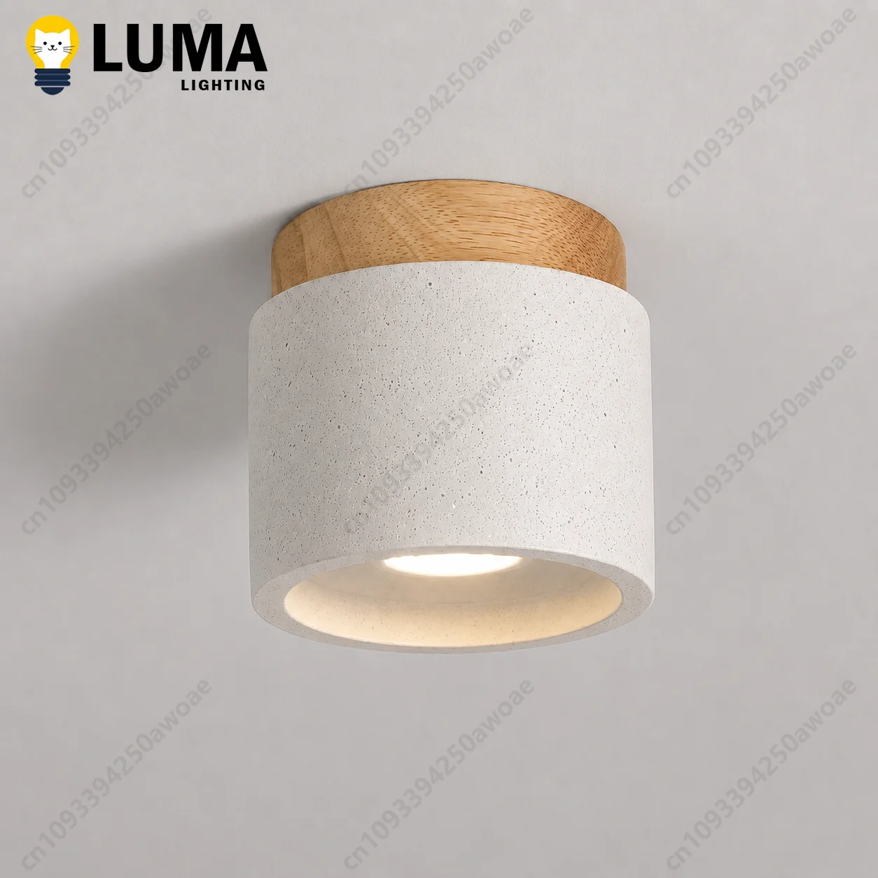 White Sandstone Terrazzo LED Ceiling Lights Wabi Sabi Wood Surface Mounted Spotlight for Hallway Entryway Living Room Home Decor