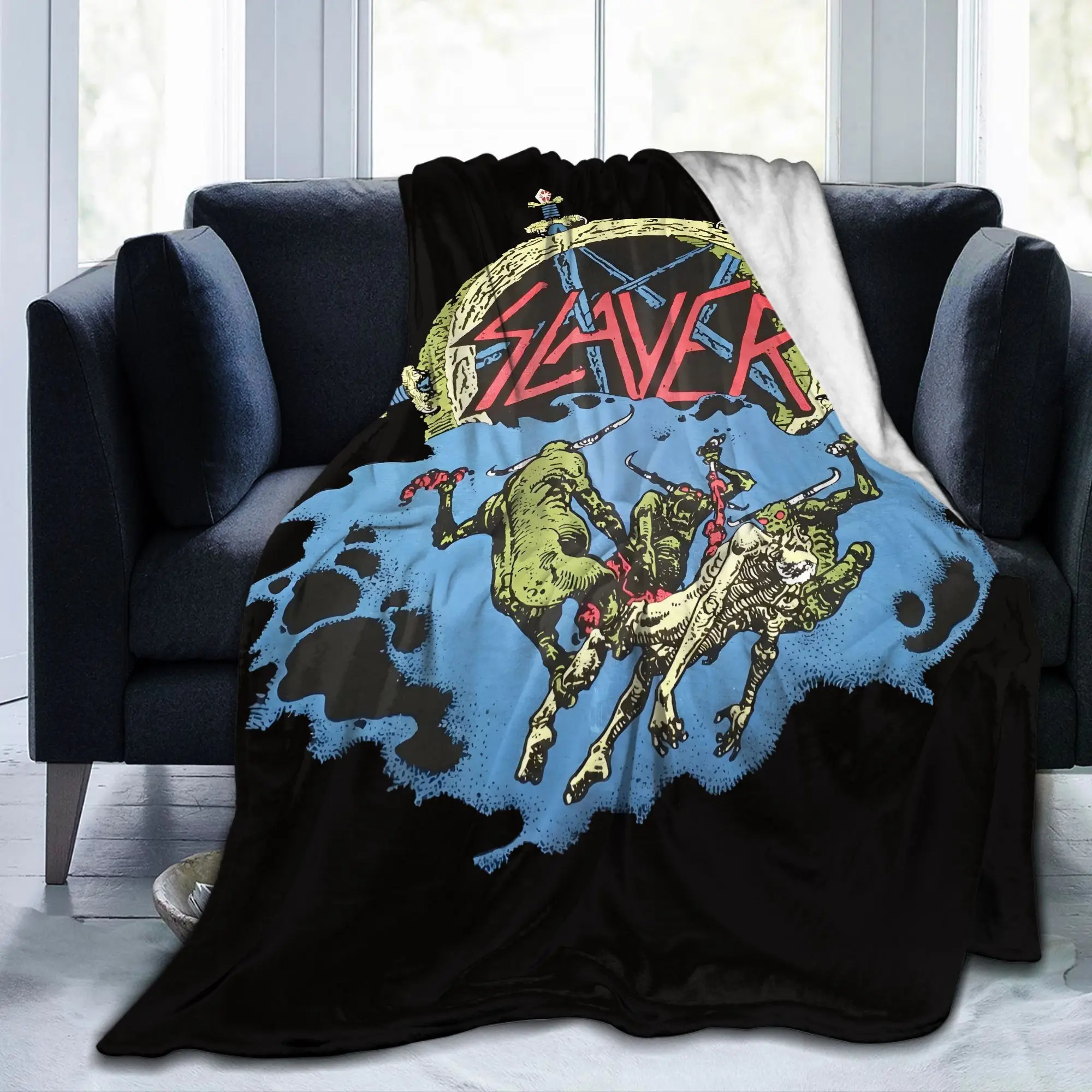 Custom 3D Print Retro S-Slayers Blankets Comfortable Soft Flannel Sprint Thrash Metal Throw Blanket for Sofa Office Bedding