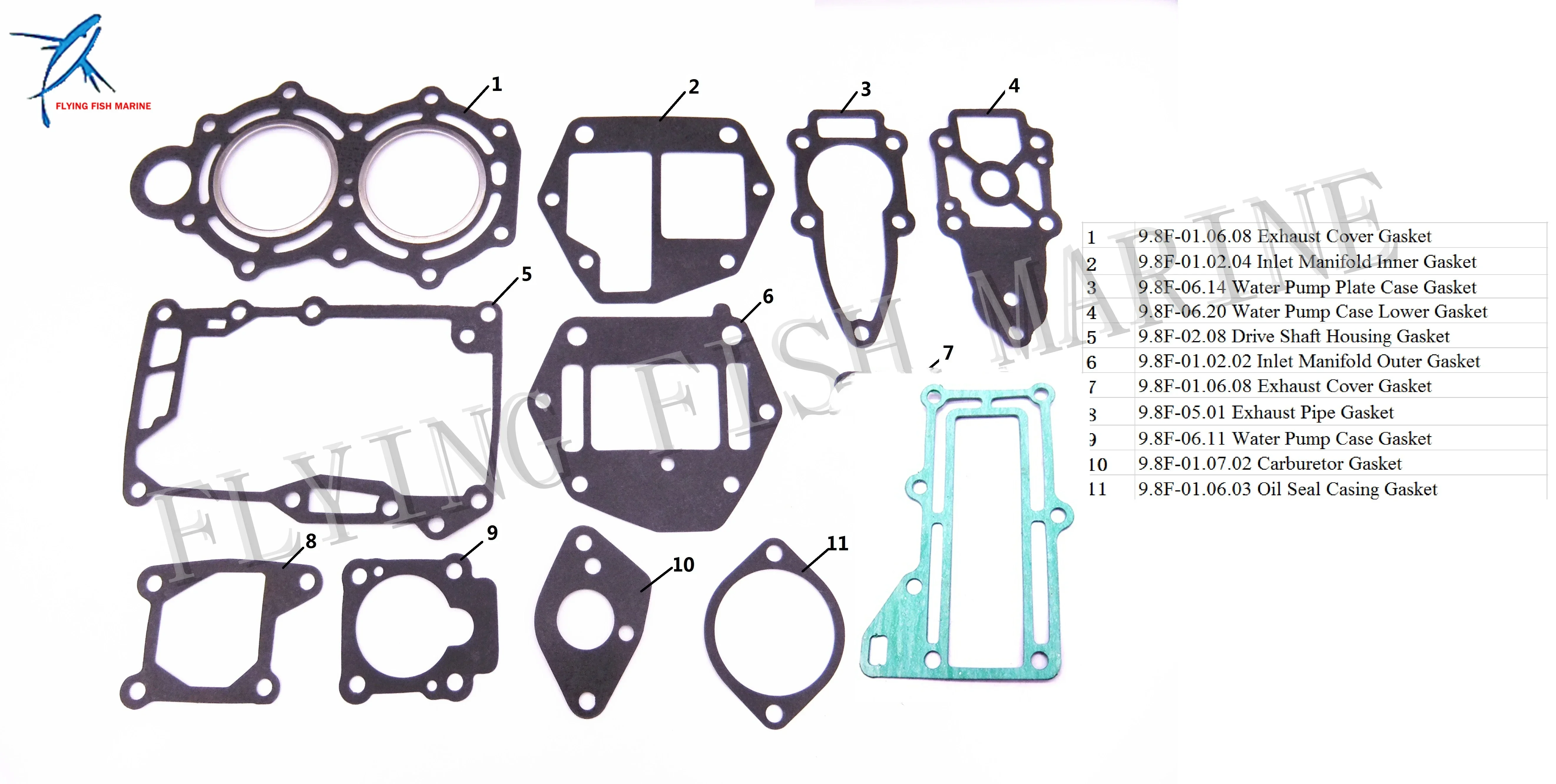 Outboard Engine 27-883274A01 883274A02 8M0146270 8M0146271 Complete Cylinder Power Head Gasket Set Kit for Mercury 6HP 8HP 9.8HP view 4