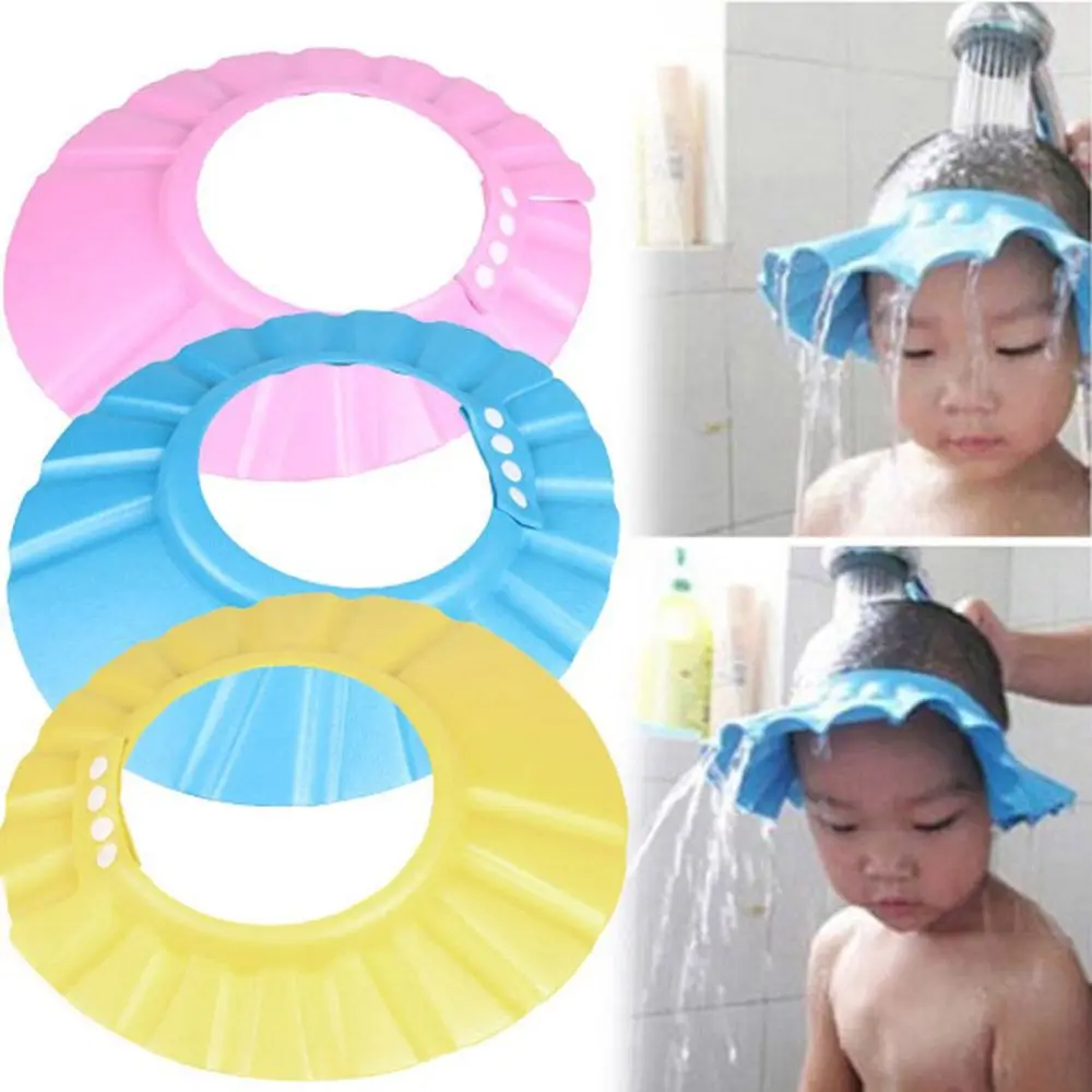 

Adjustable Kids Shampoo Soft Shower Cap Wash Hair Shield Hat Bathing