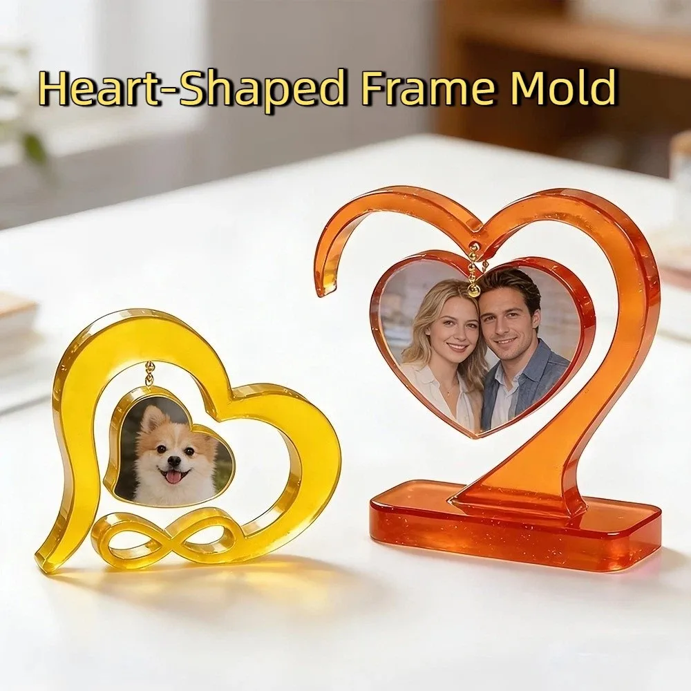 Non-Stick Heart-Shaped Frame Mold Reusable Flexible Interlocking Picture Frame Do It Yourself Elegant Handmade Crafts Mold