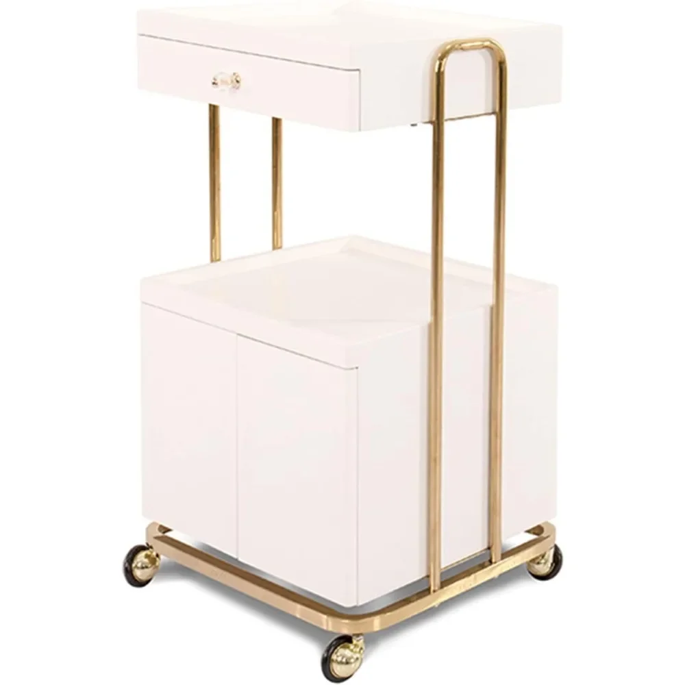 

Salon Trolley Rolling Cart Nail Salon Spa Storage Drawer White Beauty Mobile Utility Cabinet Esthetician Cart with Wheels
