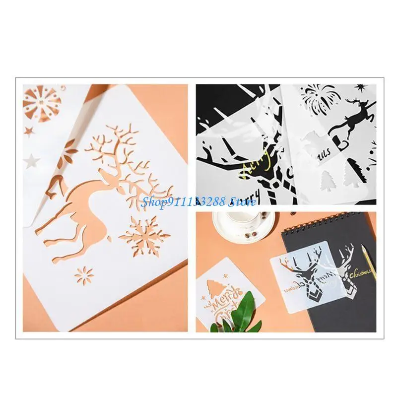 

G88D 12 шт., классический рождественский стиль, набор трафаретов для рисования, 5 дюймов x 5 дюймов, студенческие шаблоны для