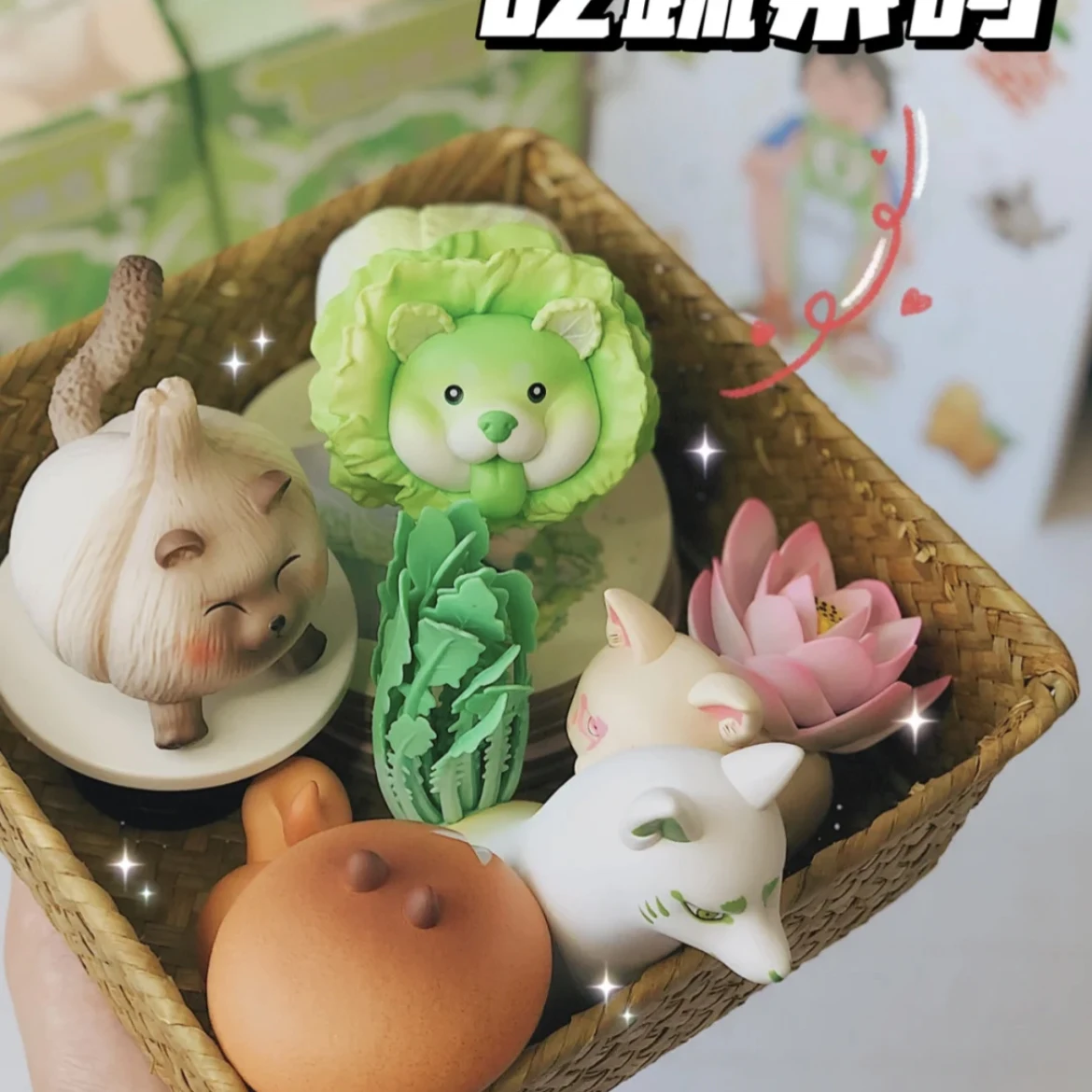 Cartoon Vegetable Elf PVC Crafts, Cute Hand-made Doll, Cabbage Dog, Fairy Garden Decoration Accessories, Birthday Gifts for Girl