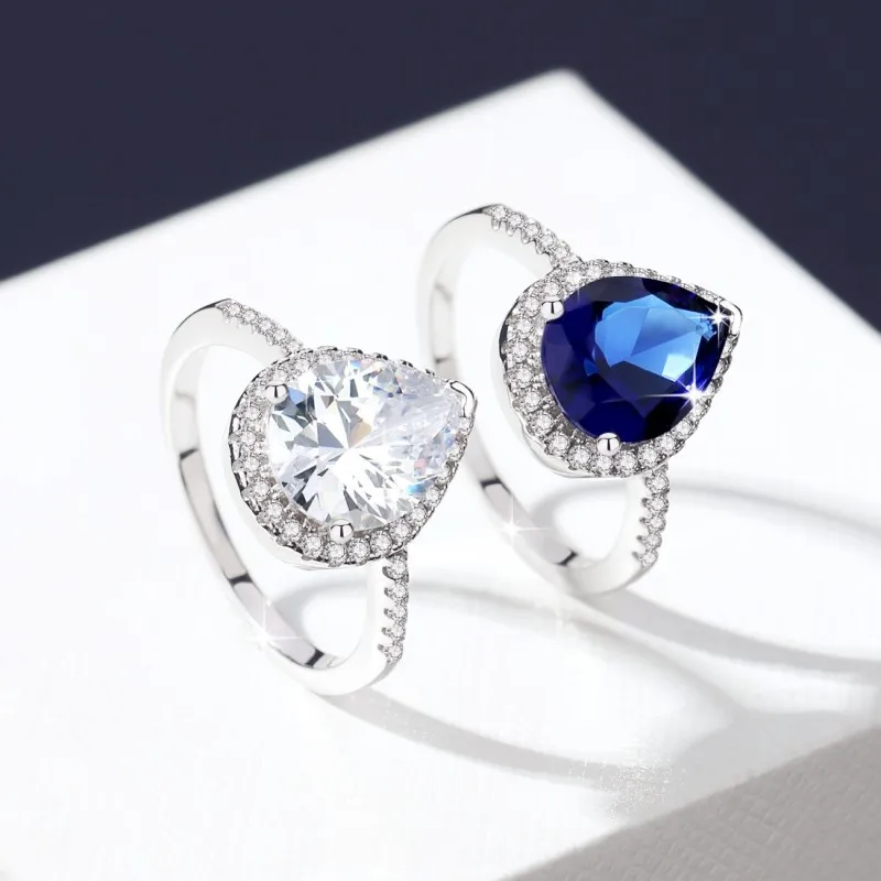 Pear-Shaped Drop Ring Women's 5CT Moissanite PT950 Platinum - Finger-friendly band fit, exquisite pear-cut design
