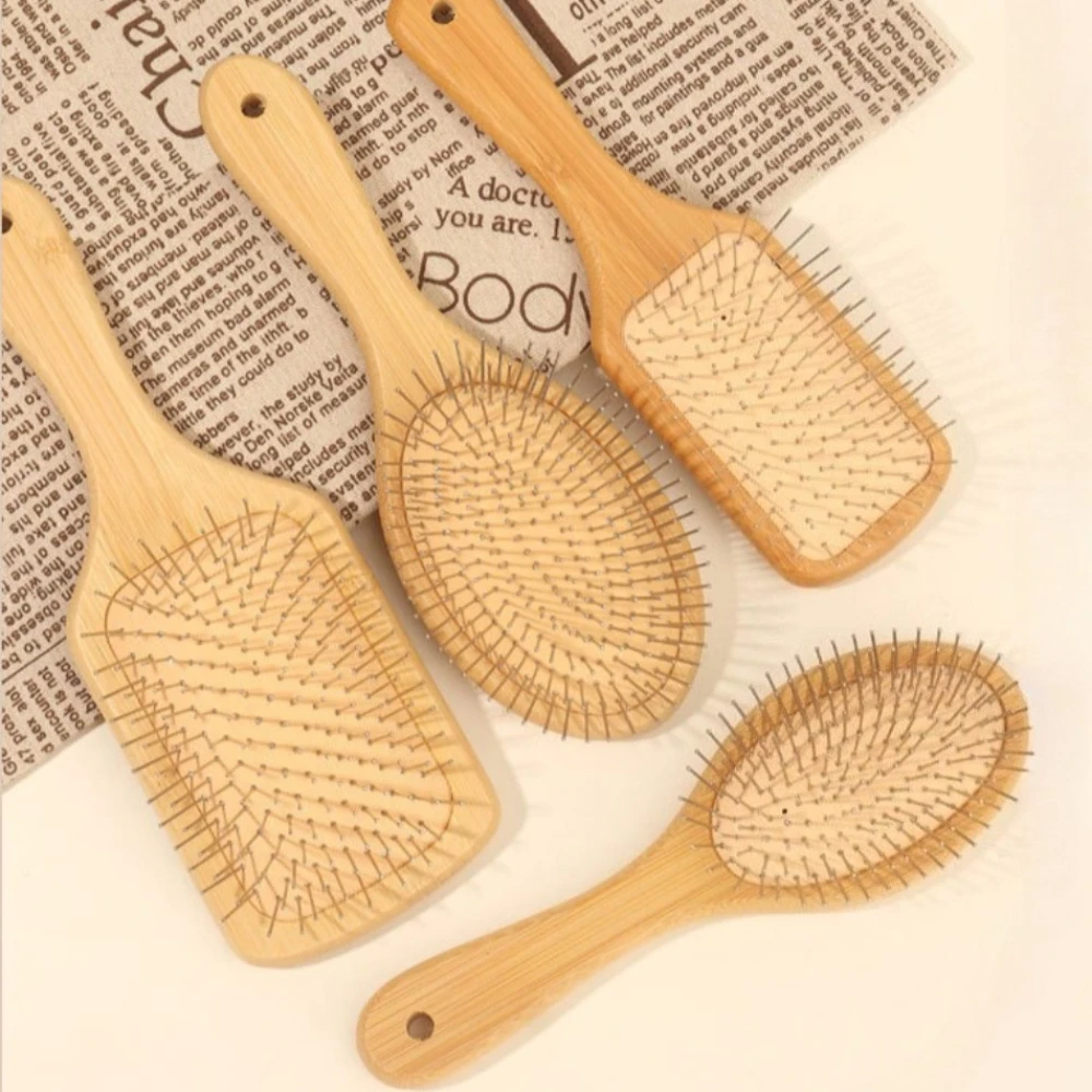 

Stainless Steel Needle Massage Comb for Women Hair Brush Natural Wooden Anti Static Hair Comb Detangling Scalp Massage Hairbrush
