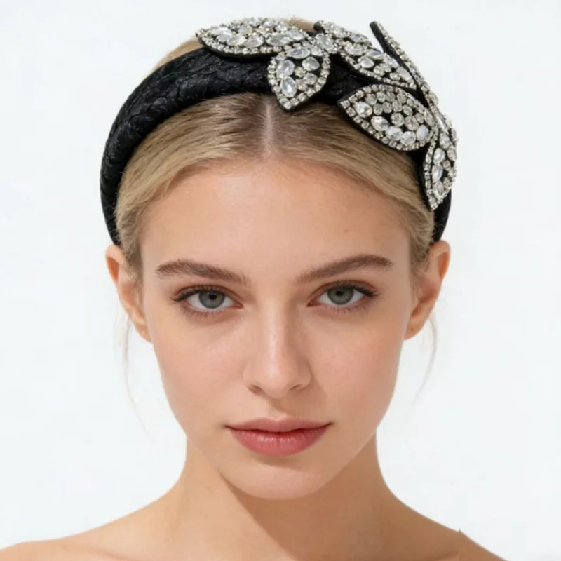 フルダイヤモンドダブルバタフライダンスヘアフープ女性用ダイヤモンドヘアアクセサリーフェスティバルパーティーヘッドバンド絶妙なヘアバンド