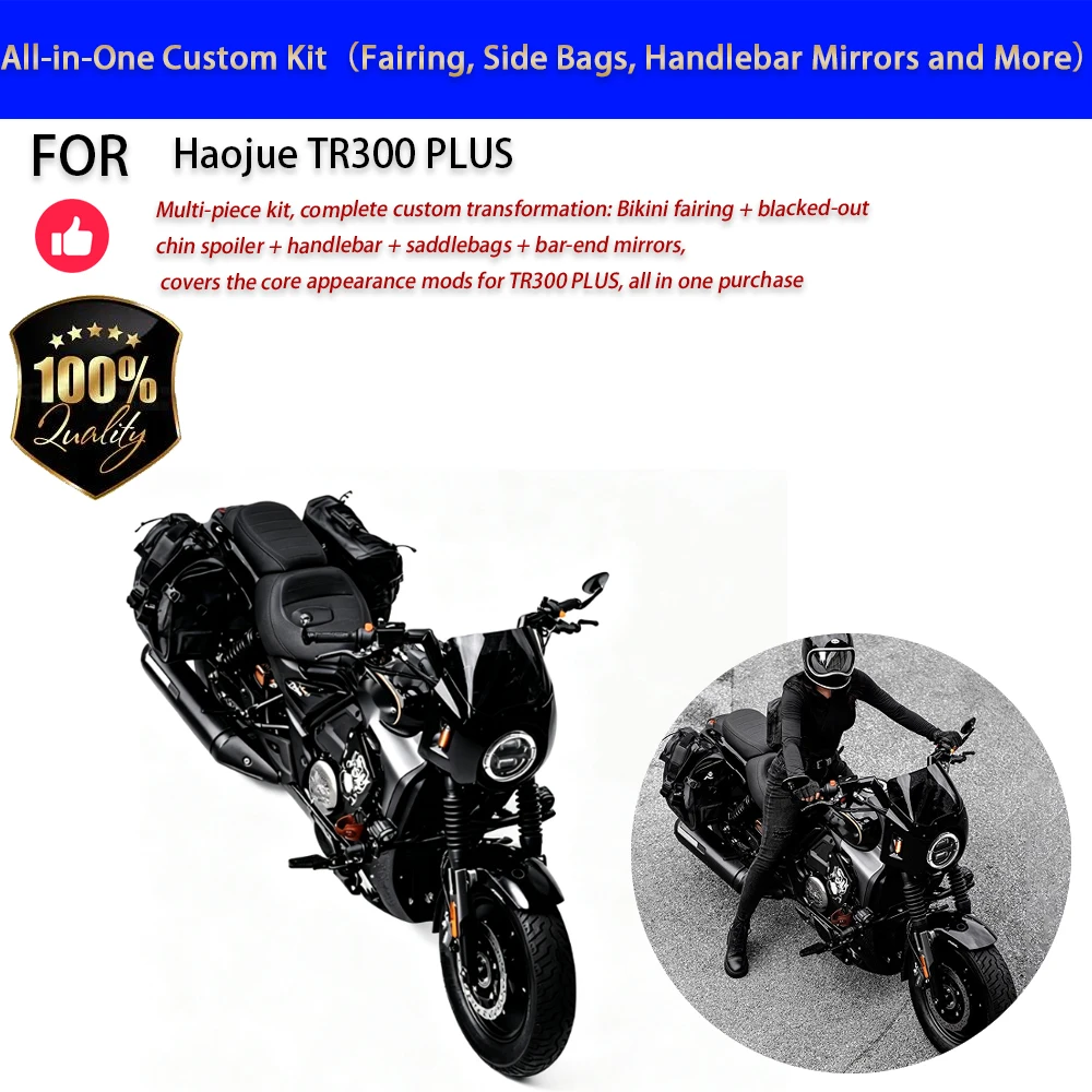 For Haojue TR300 PLUS Bikini Fairing Handlebar Saddlebag Bar-End Mirror Blacked-Out No-Drill Accesorios Moto