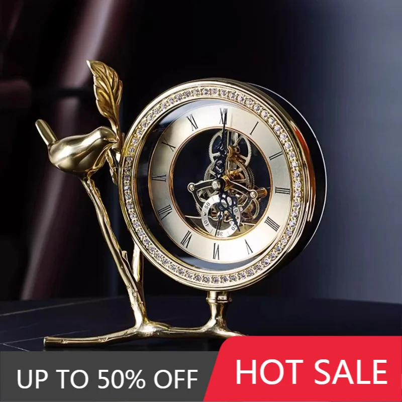 Retro Living Room Desk Clock Advanced Study Mute Clock Watch Nightstand Alarm Clock Restaurant Desktop Gadgets Home Decor Items