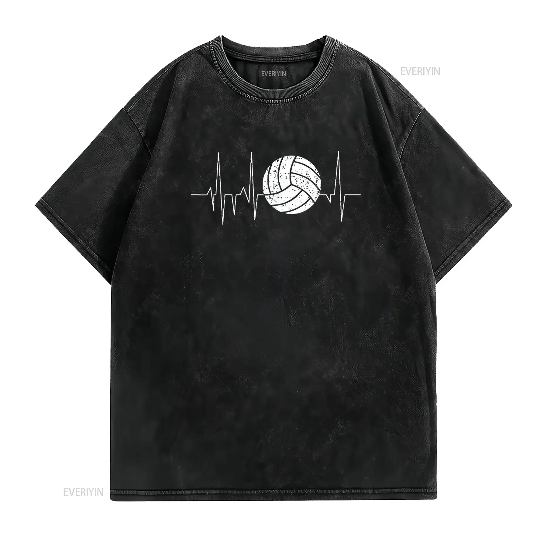 Volleyball HeartbeaT T Shirt Player Women s vintage Washed homme fashion Top For Everyday Wear Unisex streetwear Soft graphic