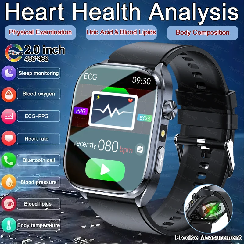 

Professional Level NFC SmartWatch Blood Pressure Blood Lipid Uric Acid ECG+PPG Body Temperature Bluetooth Call Health Smartwatch