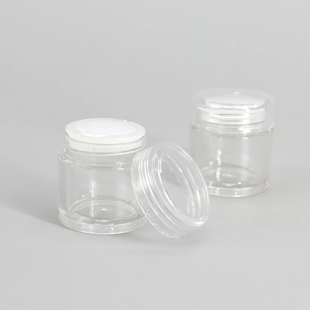 

24 x5G Refillable Mini Square AS Powder Sample Jar with Clear Cap Cosmetic Case 5cc Small Plastic Make up Face Powder Container