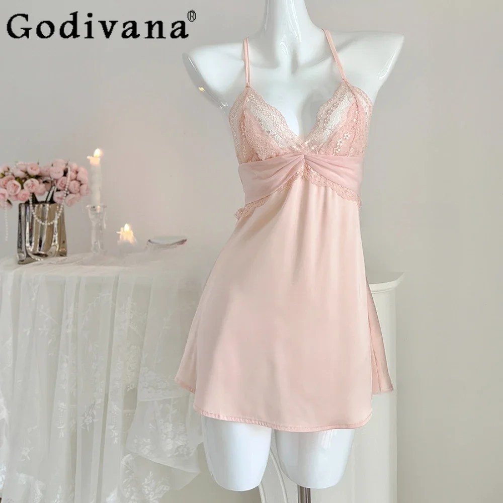 

Summer Sexy Lace Court Princess Suspender Nightdress Seduction Nightgowns Robe Homewear Dress