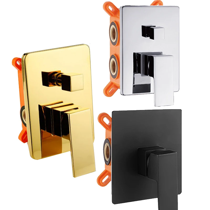 BAKALA Black Golden Brass Shower Faucet Mixing Valve 1-2-3 Ways Concealed Embedded box Brass Concealed Valve Wall Mount