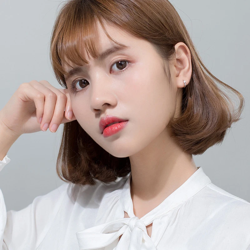 Modian Crystal Round Classic Hoop Earrings Trendy Simple 925 Sterling Silver Jewelry For Women Korean Tiny Silver Earring Gift