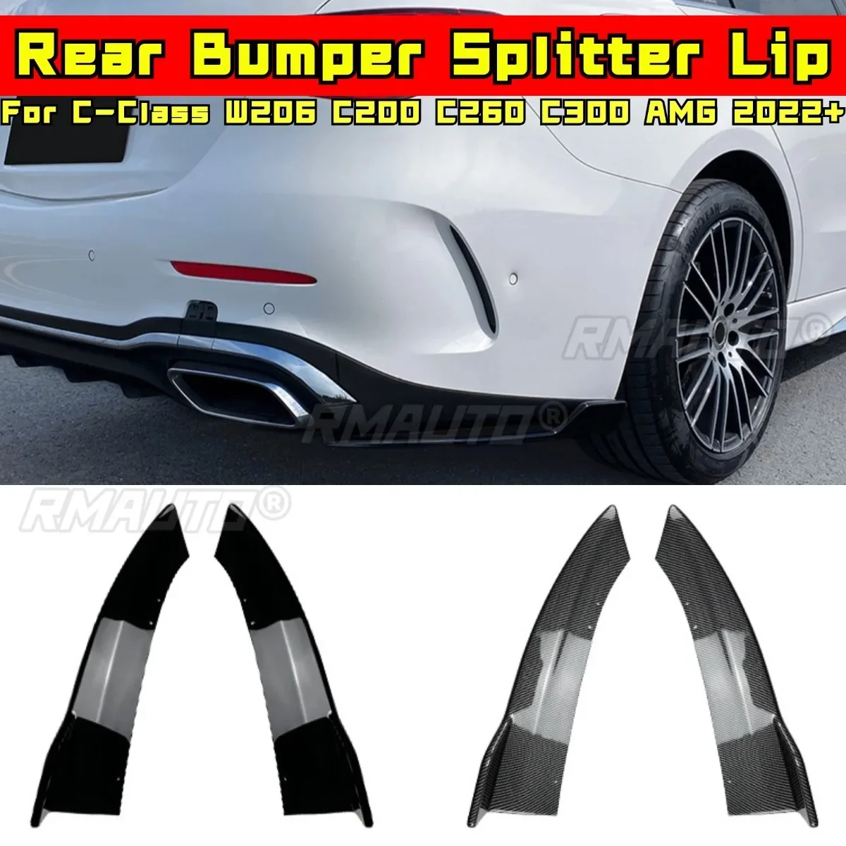 

For Mercedes Benz C-Class W206 C200 C260 C300 AMG 2022+ Body Kit Rear Bumper Splitter Lip Spoiler Cover Modification Part
