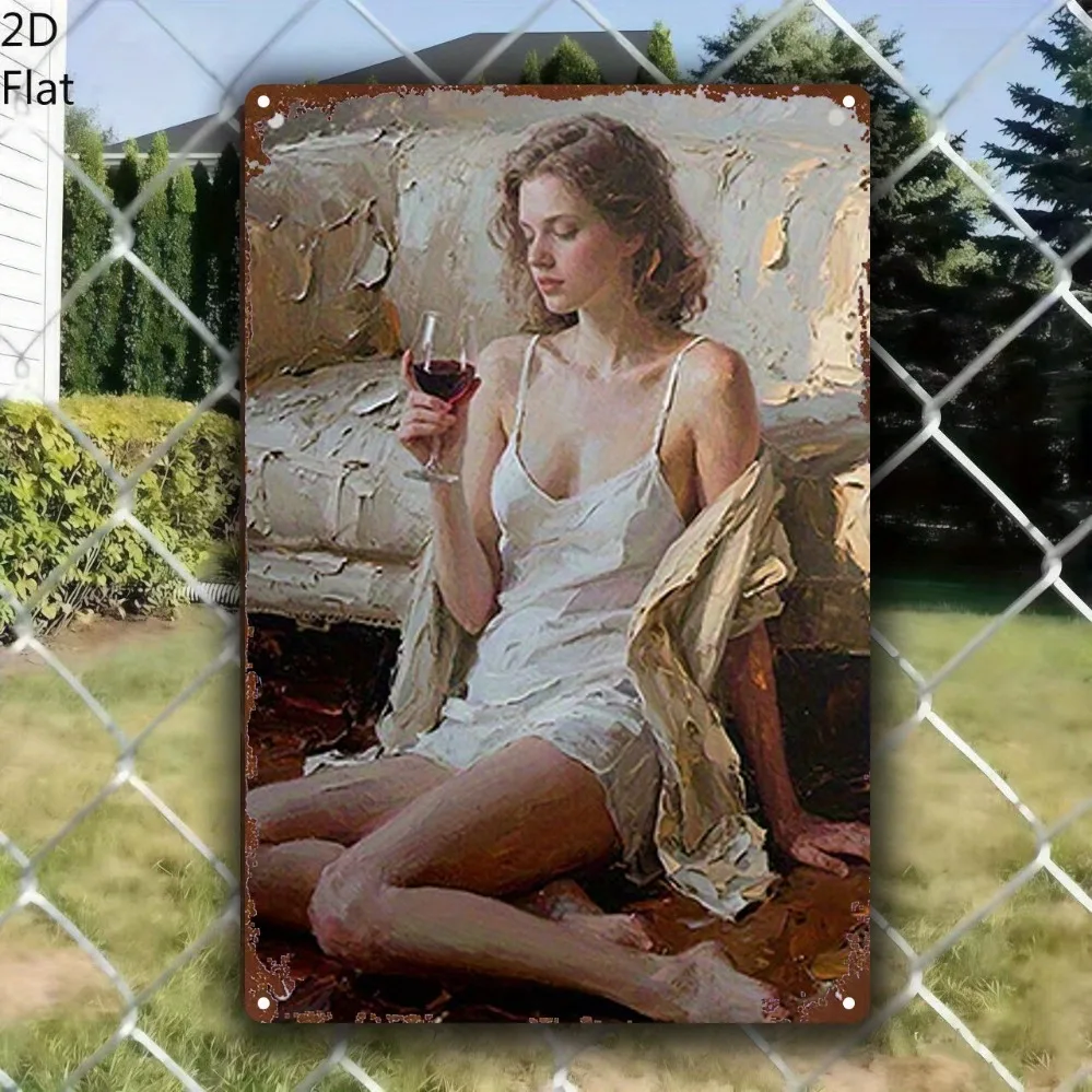 

Elegant Wine Glass Metal Wall Art, 8x12 Inch, 2D Flat Craft, Iron Decor for Indoor/Outdoor, No Power Needed. Durable, Perfect De