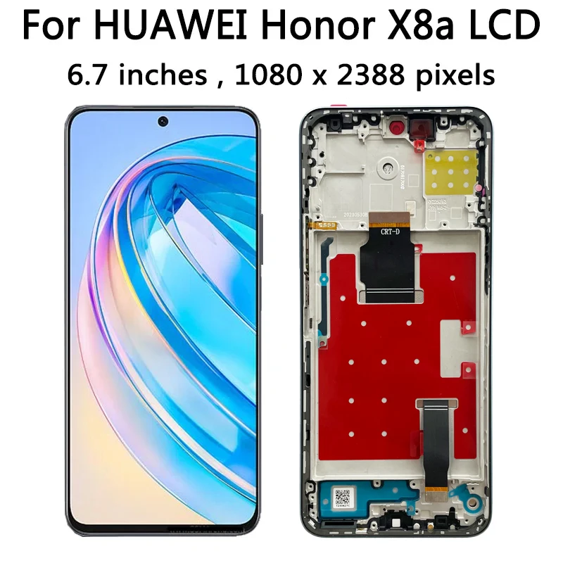 6.7\'\' New For Huawei Honor X8a LCD Display With Frame Touch Screen Digitizer Assembly HonorX8a CRT-LX1 CRT-LX2 CRT-LX3 LCD