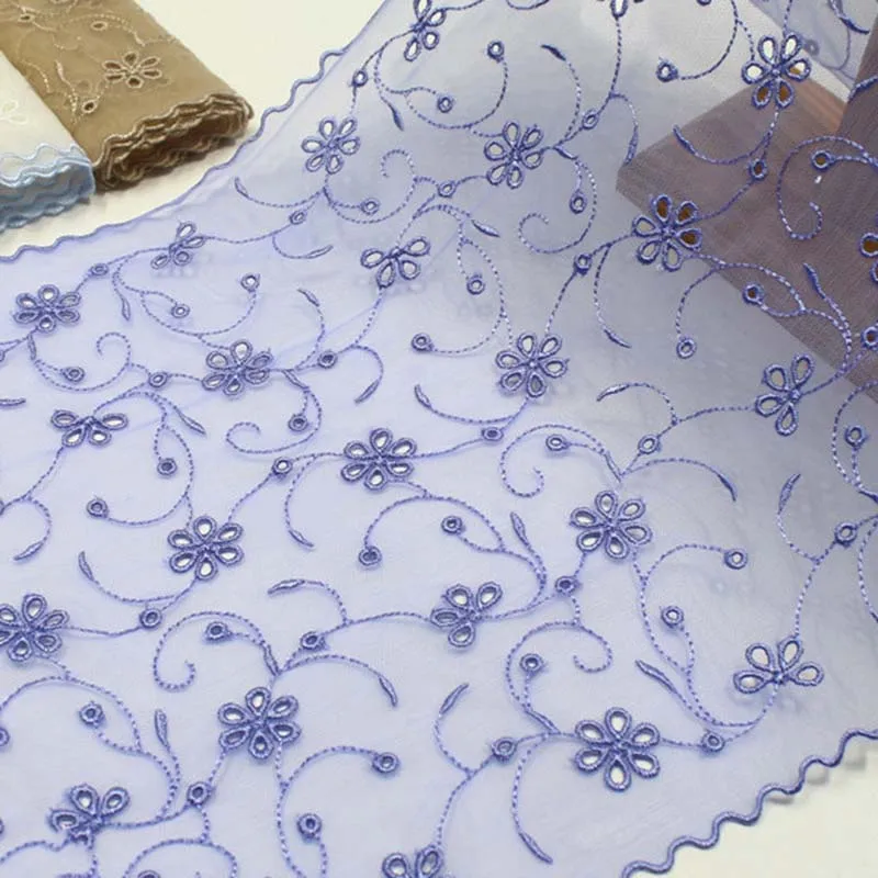 66Yards Two Tones Embroidery Tulle Lace Trim Fancy Flowers Clothing Accessories Lace Fabric for Ladies Lingerie