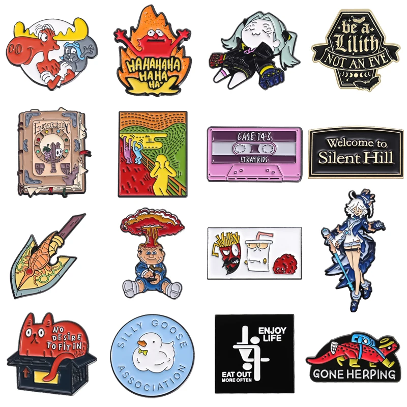 Cartoon Adventure Movie Arrow Anime Enamel Pins Visual Arts Dancing Oil Painting Brooch Lapel Hat Badges Jewelry Gift For Fans