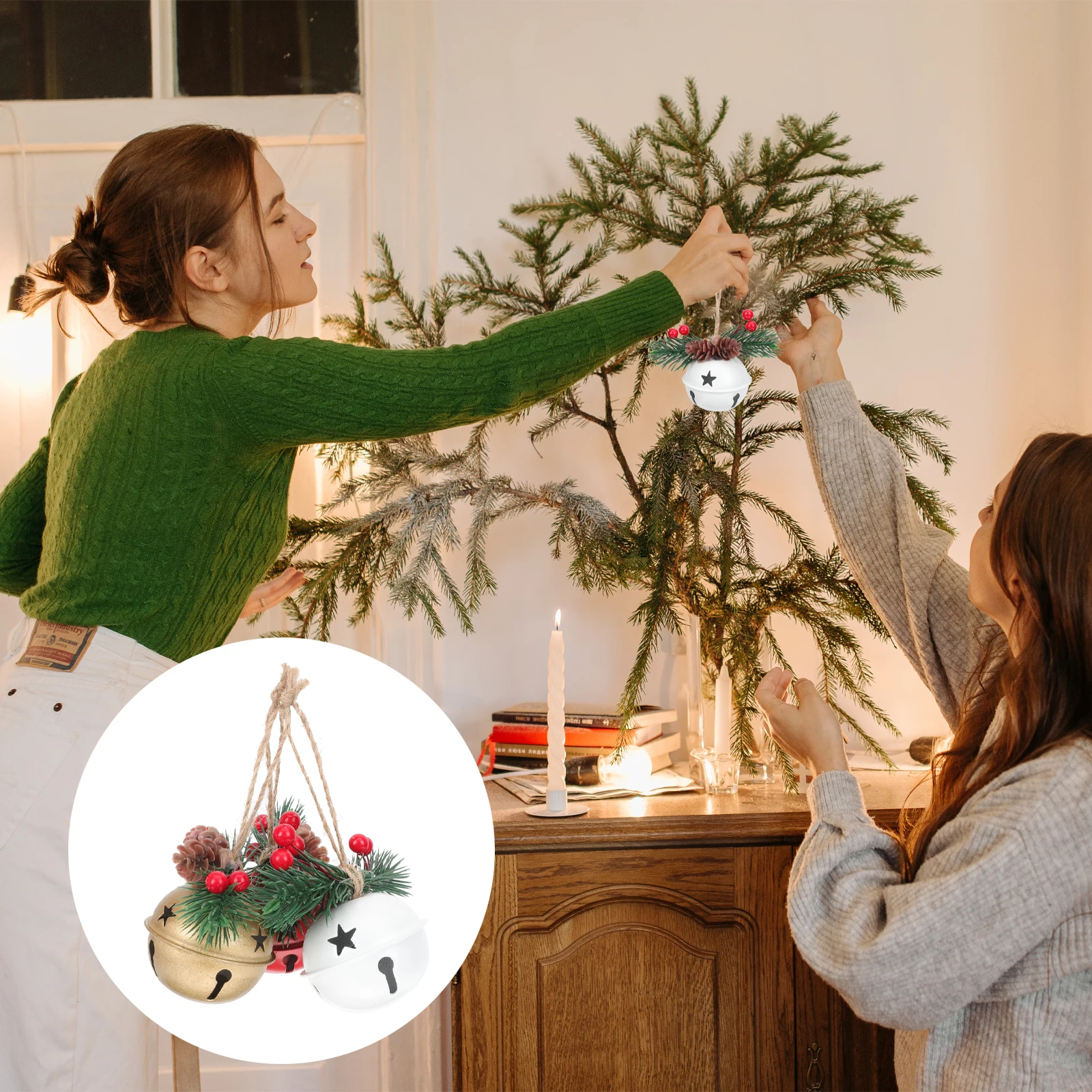 

3 Pcs Metal Paint Bell Decorative DIY Hanging Decors Pendants Wreath Tree Plastic Creative