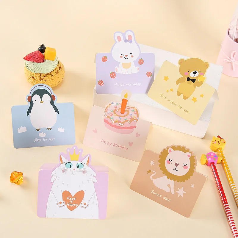 

Creative children cute cartoon birthday card hand gift holiday thank you send blessings message small card