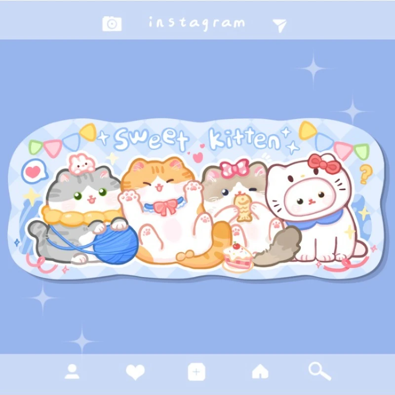 Kawaii Kitty Cat Mouse Pad Cute Large Gaming Keysboard Mousepads for Mac Laptop PC Compute 300x700 Non-slip Durable Mouse Pads
