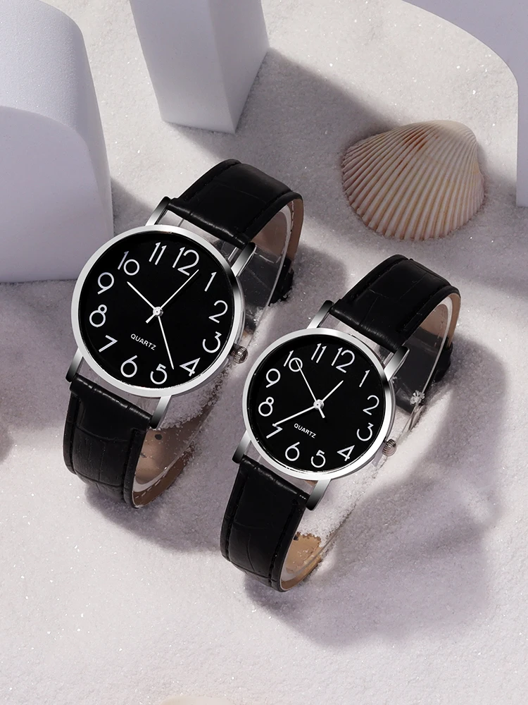 ساعة كوارتز رقمية مع قلادة قلب مغناطيسي أسود ، قرص ، حزام ، مجموعة ساعات نسائية ، 4 k #4