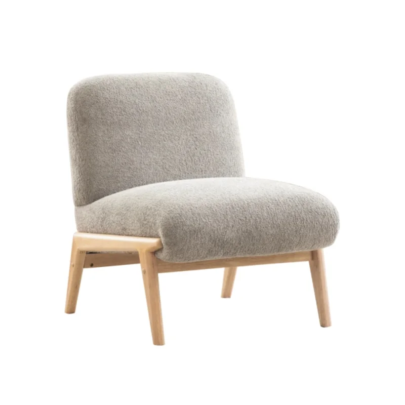 Stoff-Loungesessel – Weicher Chenille-Stoff und stabiler Holzrahmen, massive Holzbeine, Wohnzimmerstuhl, ideal für das Wohnzimmer
