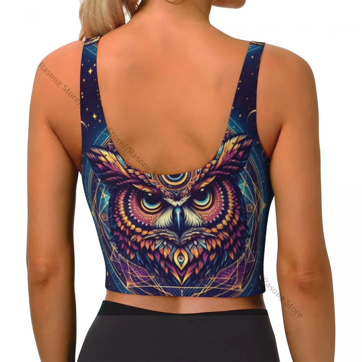 Sports Bra Women Running Yoga Clothes Vest Owl With Hex Crest Eye On The Center Gathering Fitness Vest