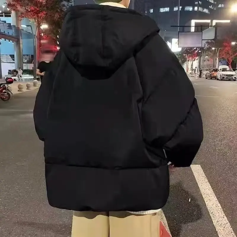 سترة شتوية سميكة بغطاء للرأس مفتوحة من الأمام بلون واحد وحجم كبير، معطف محشو بالقطن للجنسين، ملابس خارجية دافئة وعصرية #3