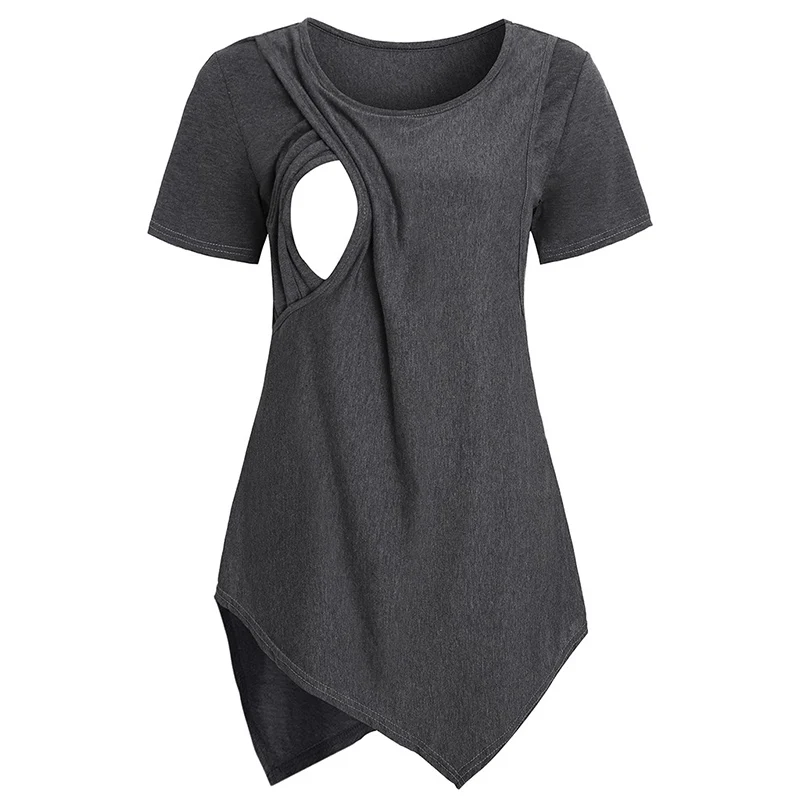 Women Blouse Maternity Casual Soft  Nursing Tops T-shirt Summer Short Sleeve Pregnant Clothes Nursing Breastfeeding