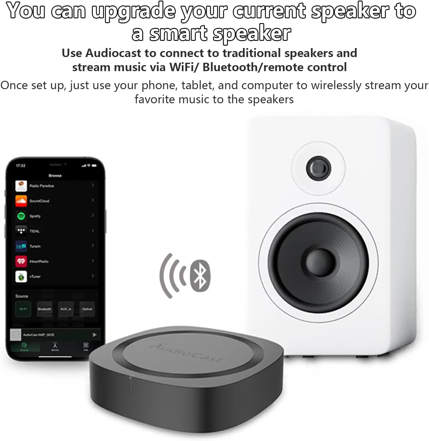 مكبر صوت ثلاثي الأوضاع متعدد الغرف من Audiocast M20 | صوت غامر، تطبيق/جهاز تحكم عن بعد، مخرج تناظري وبصري #2