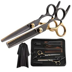 6 Inch Barber Scissors Kit Hair Cutting Scissors Barber Accessories Professional Tail Comb Cape Set