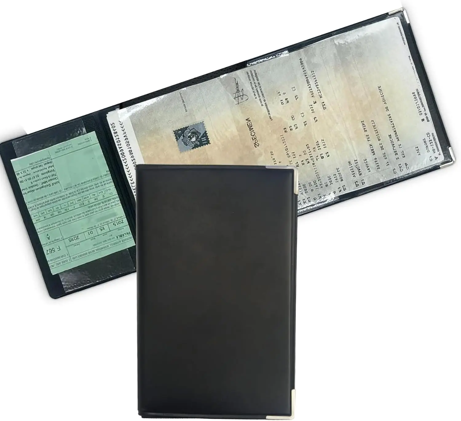 4-Fold Grey Imitation Leather Vehicle Document Holder product image