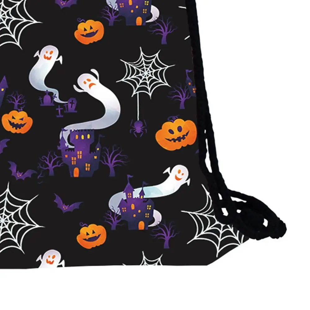 Gift Creative Drawstring Bag Foldable Cartoon Pumpkin Halloween Backpacks Portable Polyester Sports Gym Sack Yoga