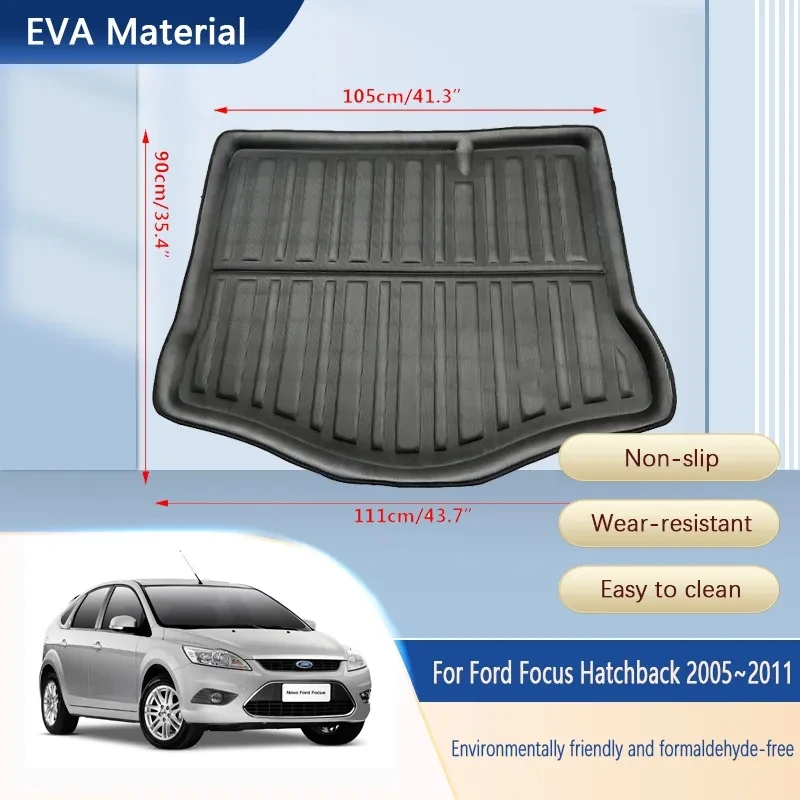 Car Rear Trunk Mats For Ford Focus Hatchback MK2 2.5 2005~2011 EVA Car Trunk Storage Pads Carpet Mud Auto Accessories Decoration