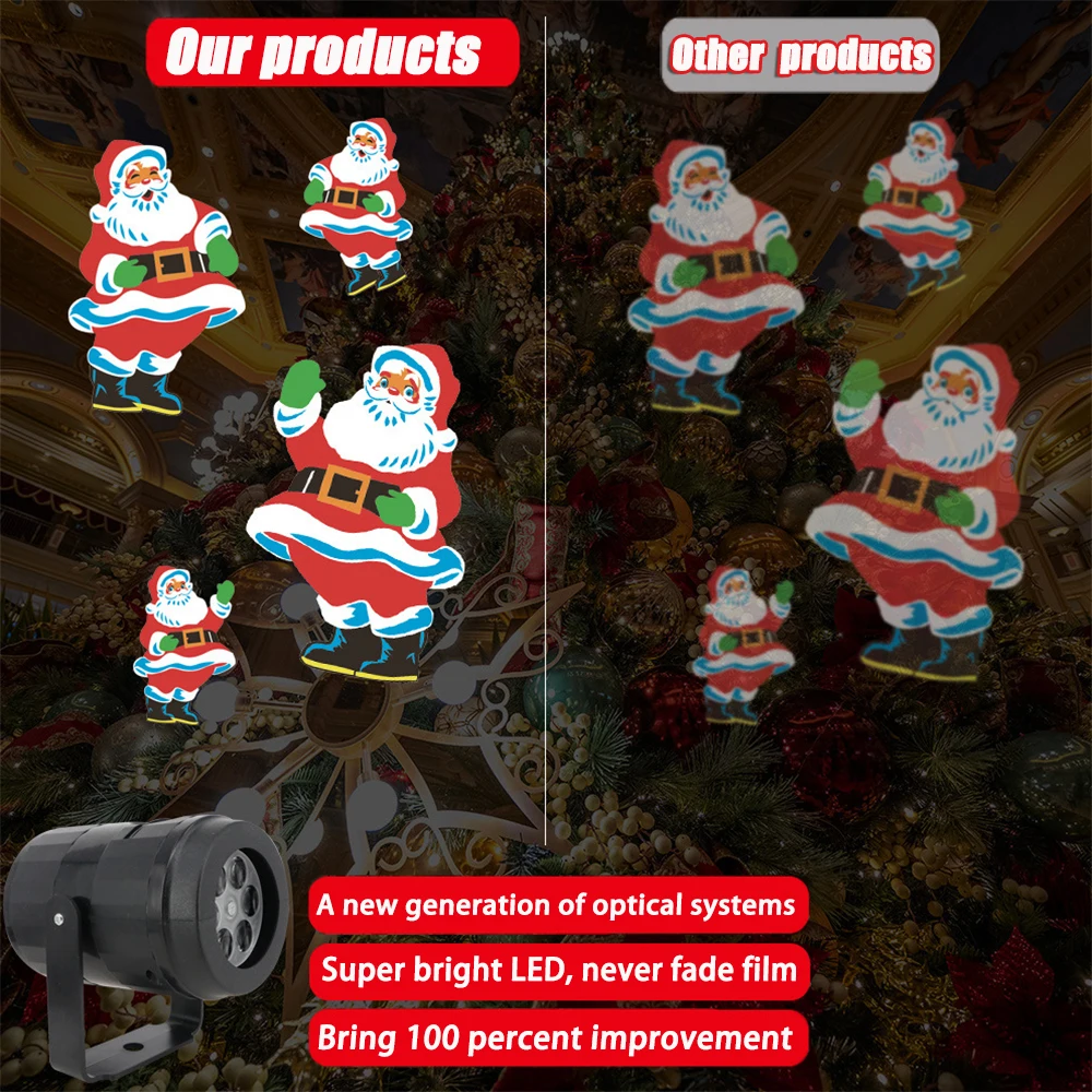 2024 Led Moving Head Stage Lights Christmas Halloween Outdoor Projection Lamp Bar DJ Party 6 Pattern Wedding Laser Light Gights