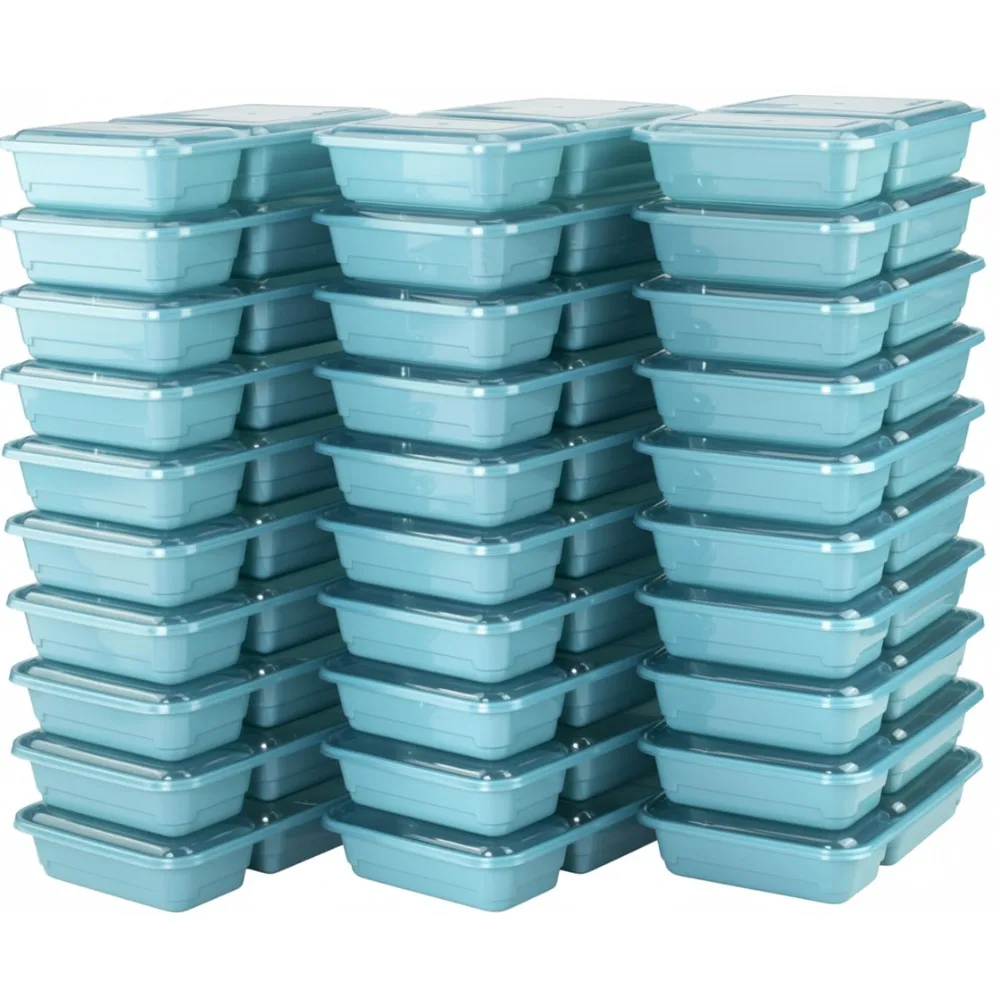 

60-Piece Meal Prep Containers with 2 Compartments, BPA-Free, Dishwasher & Microwave Safe for Healthy Eating