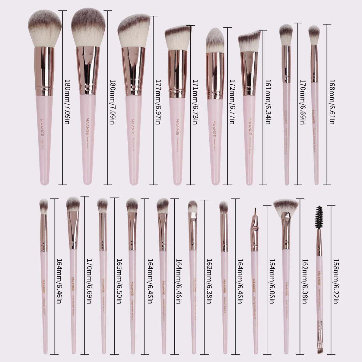 MAANGE 18PCS Professional Makeup Brush Set Facial Foundation Powder Eyeshadow Blush Brushes Blending Cosmetic Makeup Tools