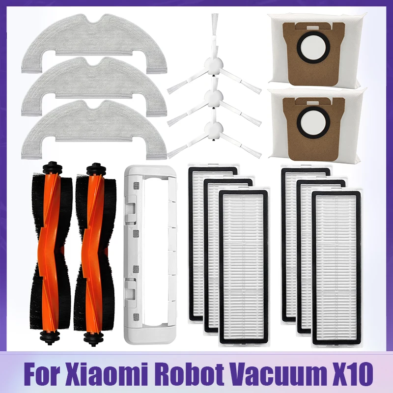 Roller Side Brush Parts For Xiaomi Robot Vacuum X10 Robotic Vacuum Cleaner Hepa Filter Mop Cloth Rags Dust Bags Accessories